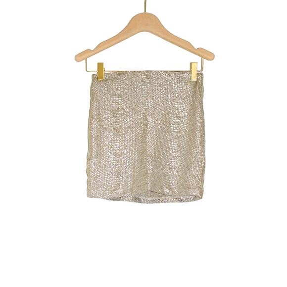 BGBGeneration - Sparkly High Waist Bodycon Mini Skirt in Shimmer Gold / Size XXS - Picture 1 of 6